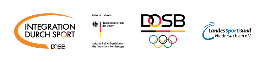 Logo Integration durch Sport, gefördert durch das Bundesministerium des Innern, DOSB und LandesSportBund Niedersachsen